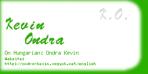 kevin ondra business card